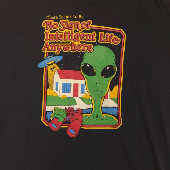 DOM Alien No Sign of Intelligent Life Anywhere T Shirt Mens Size 2XL Black - Picture 4 of 9